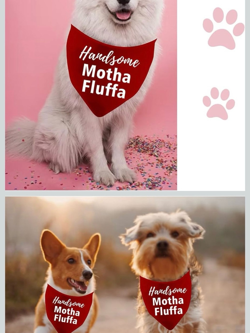 Red 'Handsome Motha Fluffa' Graphic Bandana - Picture 2 of 2